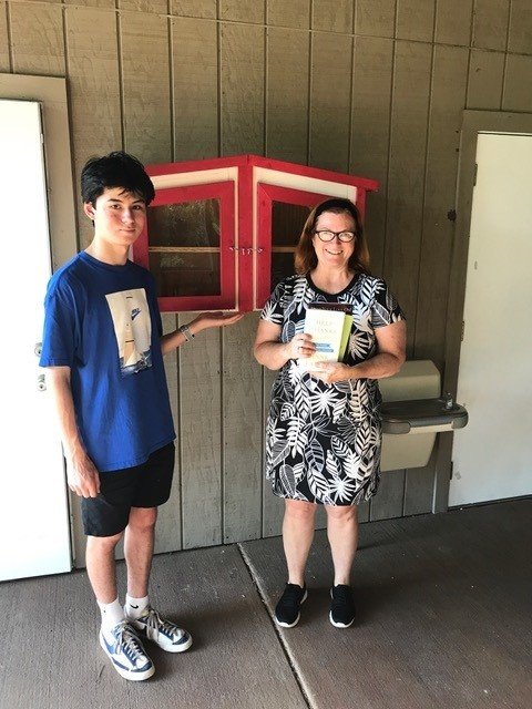 With the help of other Scouts, Landon McIntosh, 17, of Boy Scout Troop 288 created this Little Free Library for Lord of Life Lutheran Church as an Eagle Scout project.